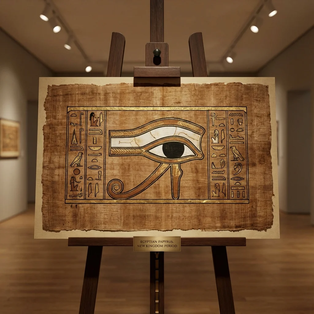 Authentic Egyptian papyrus painting with Eye of Horus